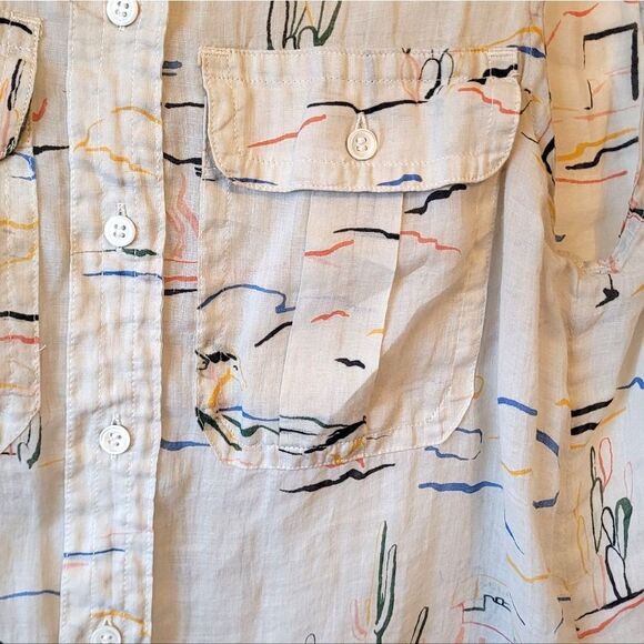 Banana Republic Women's Desert Print Ramie Utility Shirt Size XL - Picture 4 of 8